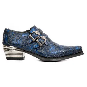 7960-s7 Embossed Leather Steel Buckle Shoes
