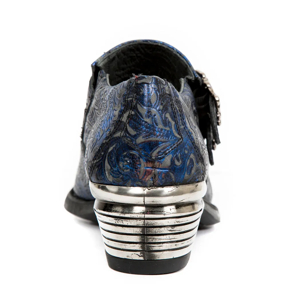 7960-s7 Embossed Leather Steel Buckle Shoes