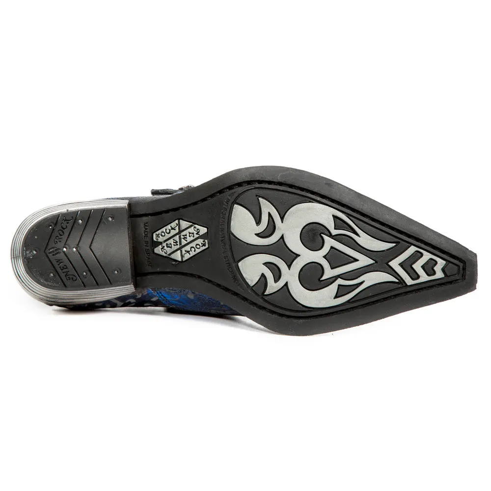 7960-s7 Embossed Leather Steel Buckle Shoes