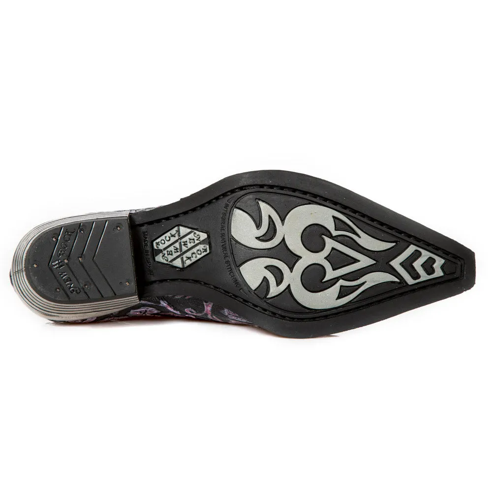 7960-s8 Embossed Vintage Leather Heel Shoes