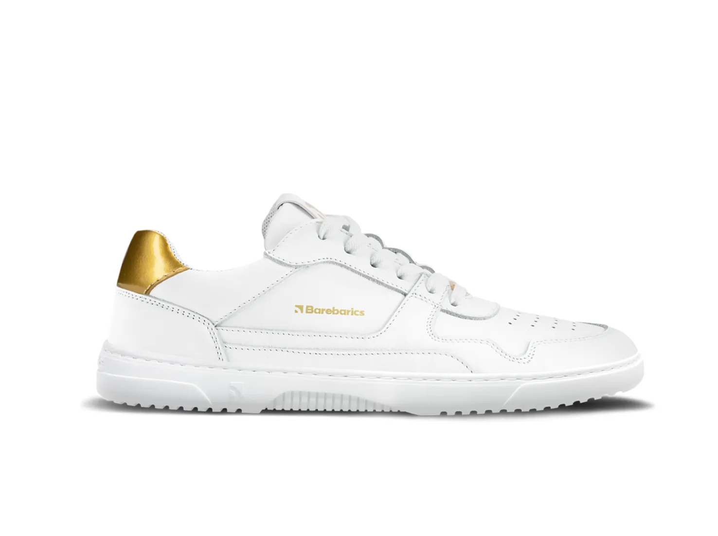 Barefoot Sneakers Barebarics Zing - White & Gold - Leather Shoes_Be Lenka_Footwear