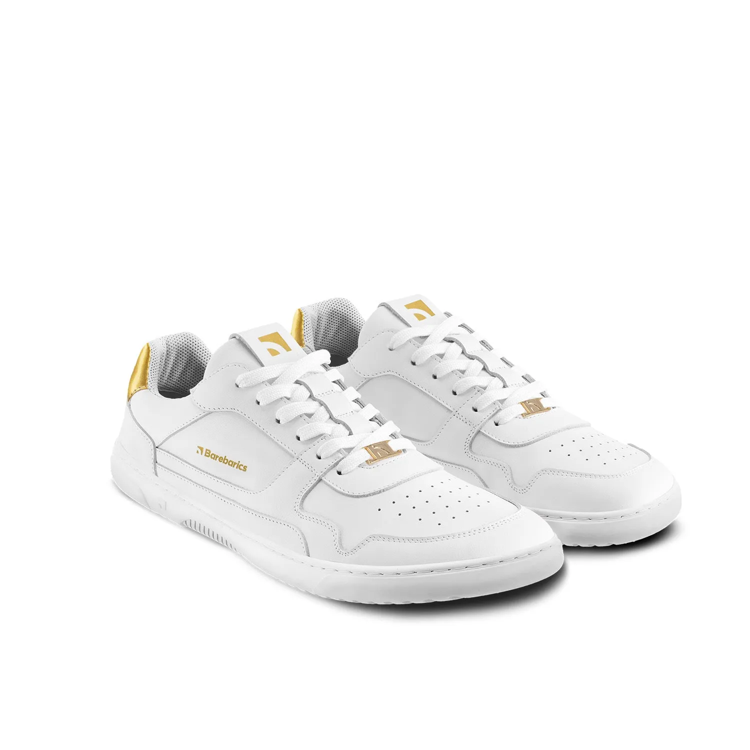 Barefoot Sneakers Barebarics Zing - White & Gold - Leather Shoes_Be Lenka_Footwear