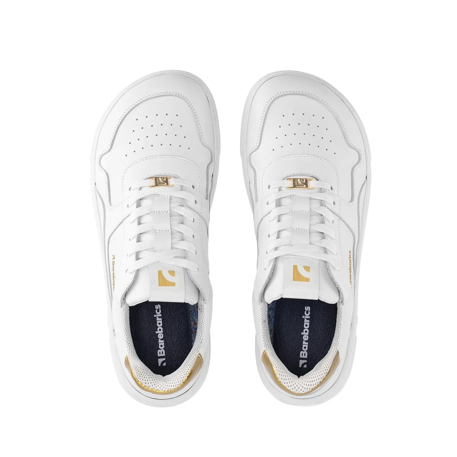 Barefoot Sneakers Barebarics Zing - White & Gold - Leather Shoes_Be Lenka_Footwear