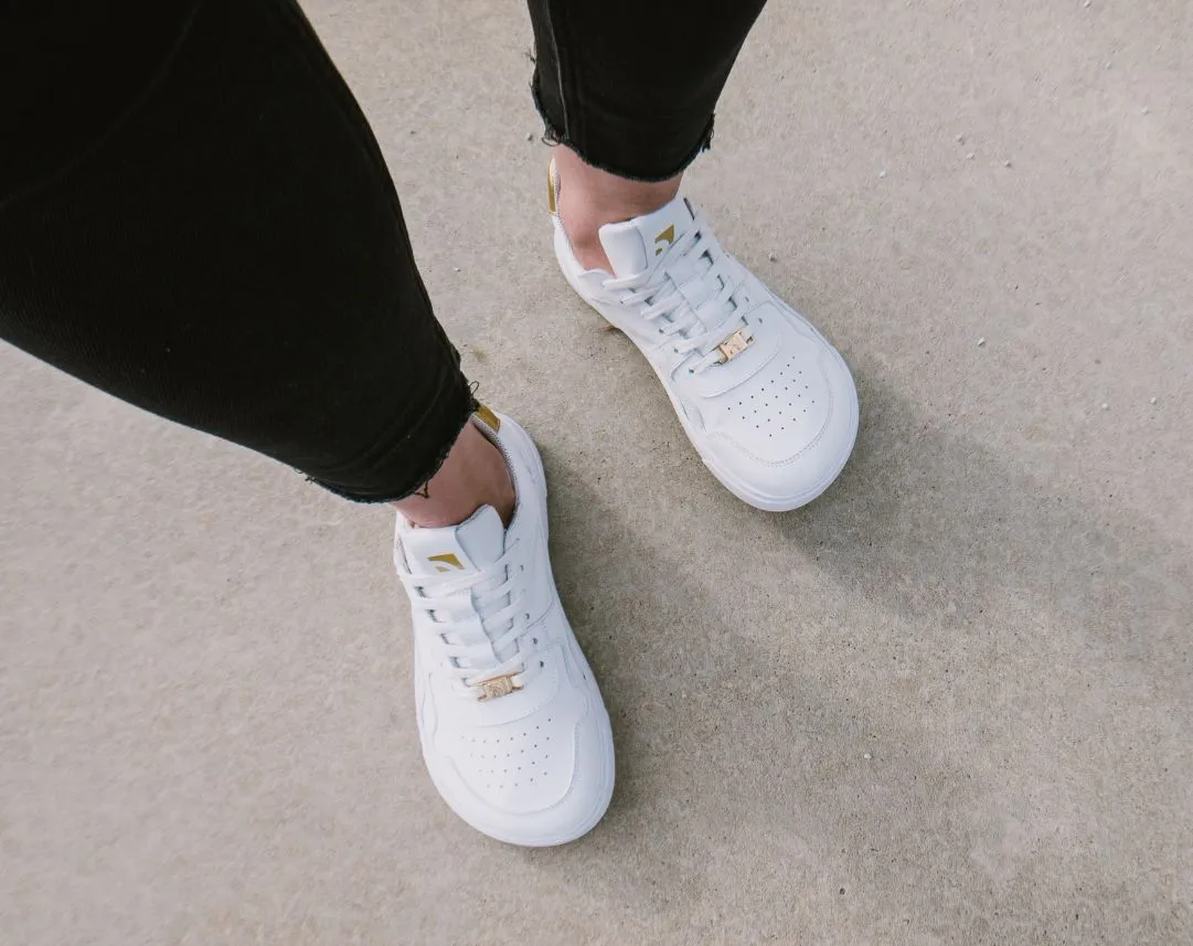 Barefoot Sneakers Barebarics Zing - White & Gold - Leather Shoes_Be Lenka_Footwear