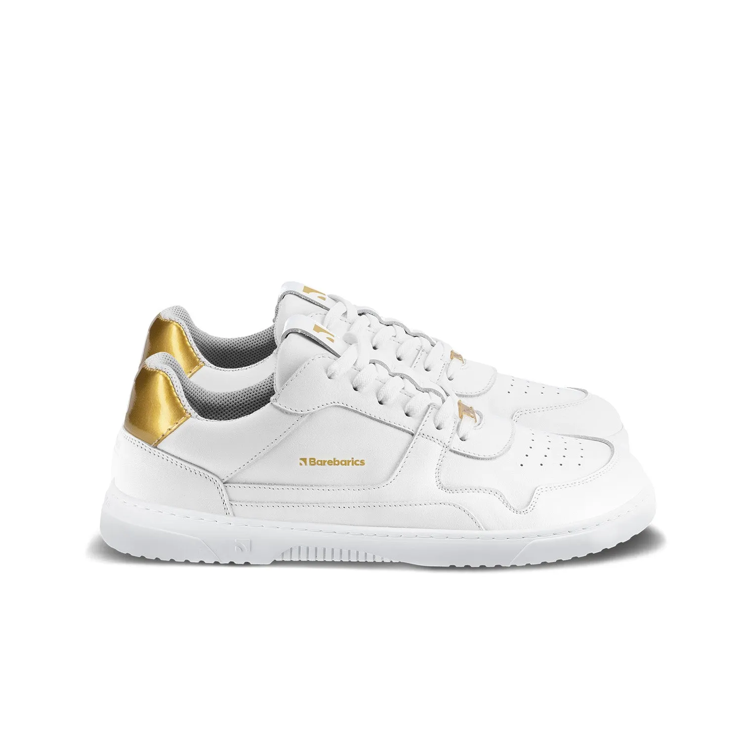 Barefoot Sneakers Barebarics Zing - White & Gold - Leather Shoes_Be Lenka_Footwear
