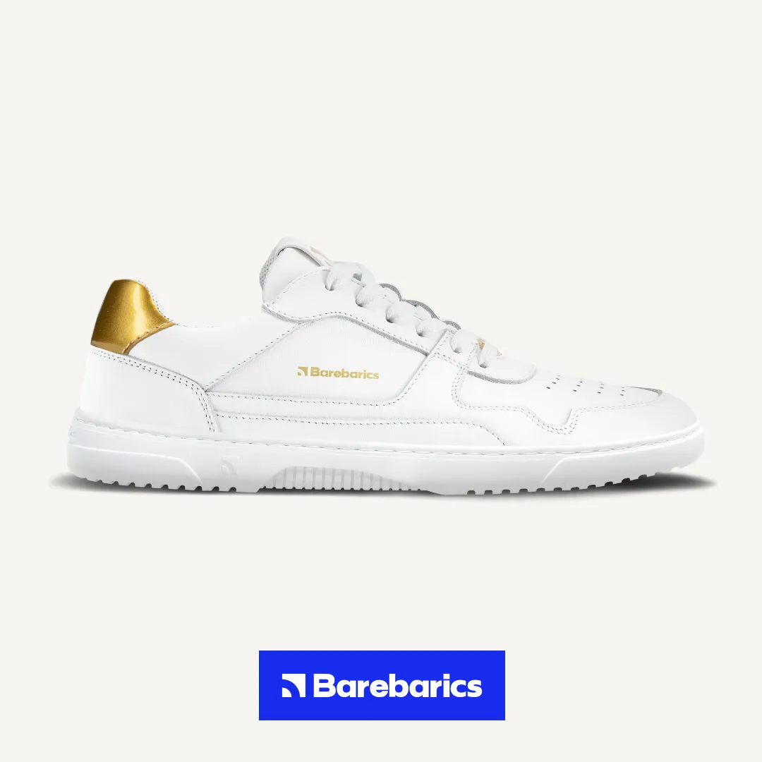 Barefoot Sneakers Barebarics Zing - White & Gold - Leather Shoes_Be Lenka_Footwear