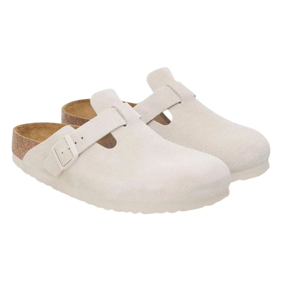 Birkenstock Men's Boston Soft Footbed Antique White Suede