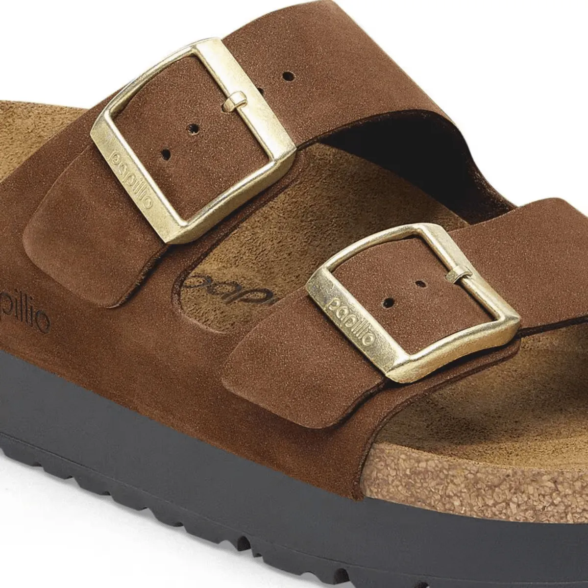 Birkenstock Women's Arizona Flex Platform Dark Tea Nubuck Leather