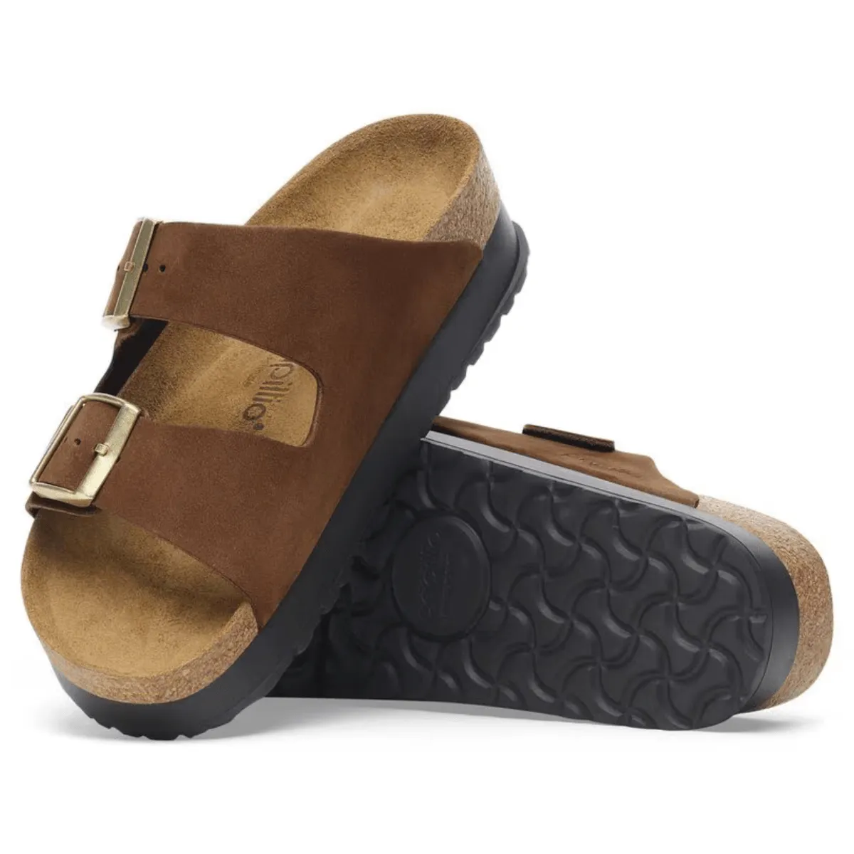 Birkenstock Women's Arizona Flex Platform Dark Tea Nubuck Leather