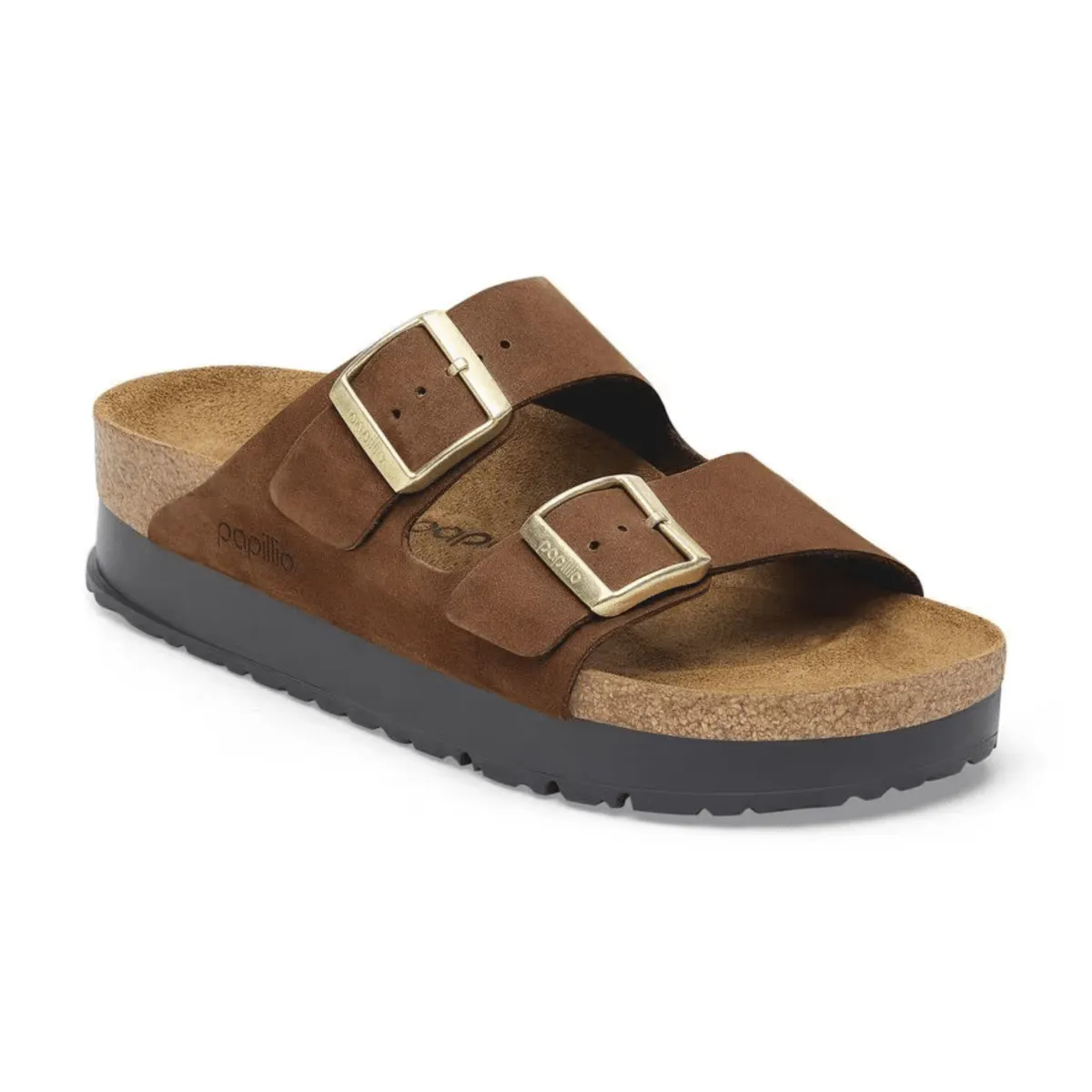 Birkenstock Women's Arizona Flex Platform Dark Tea Nubuck Leather