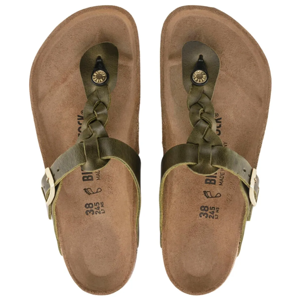 Birkenstock Women's Gizeh Braided Olive Green Oiled Leather