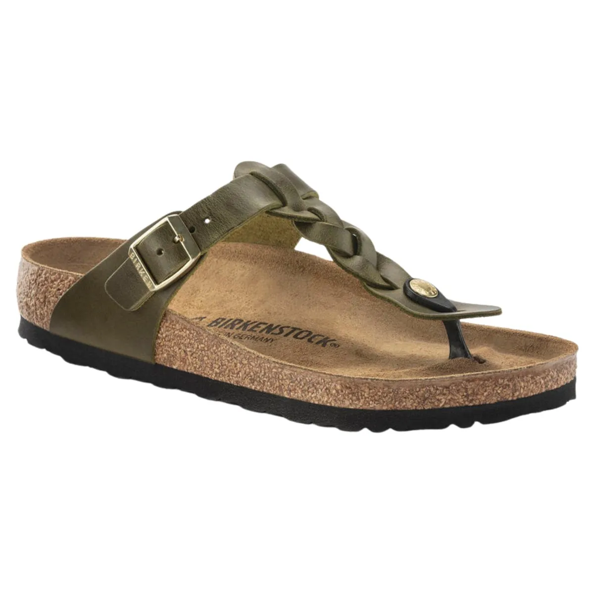 Birkenstock Women's Gizeh Braided Olive Green Oiled Leather