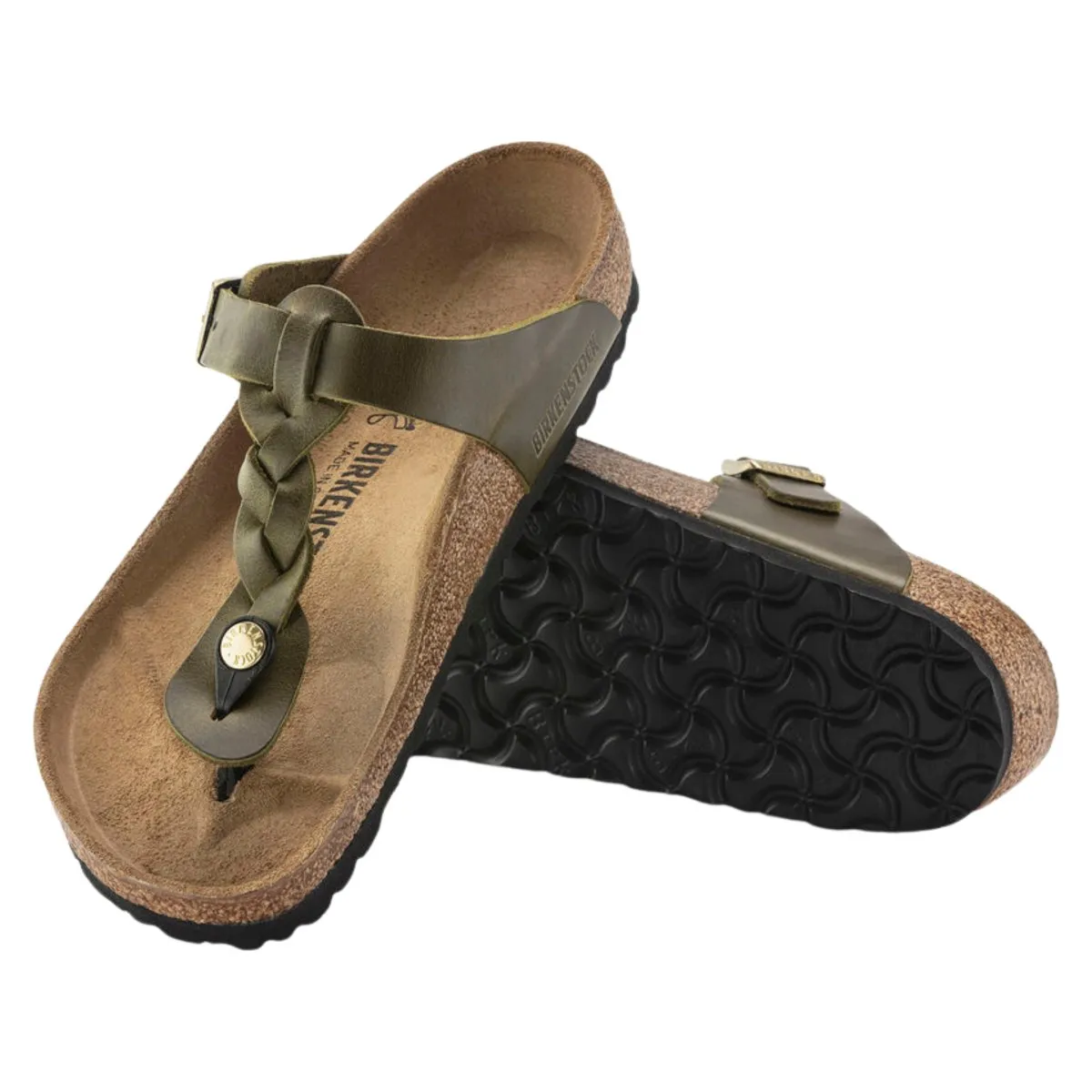 Birkenstock Women's Gizeh Braided Olive Green Oiled Leather