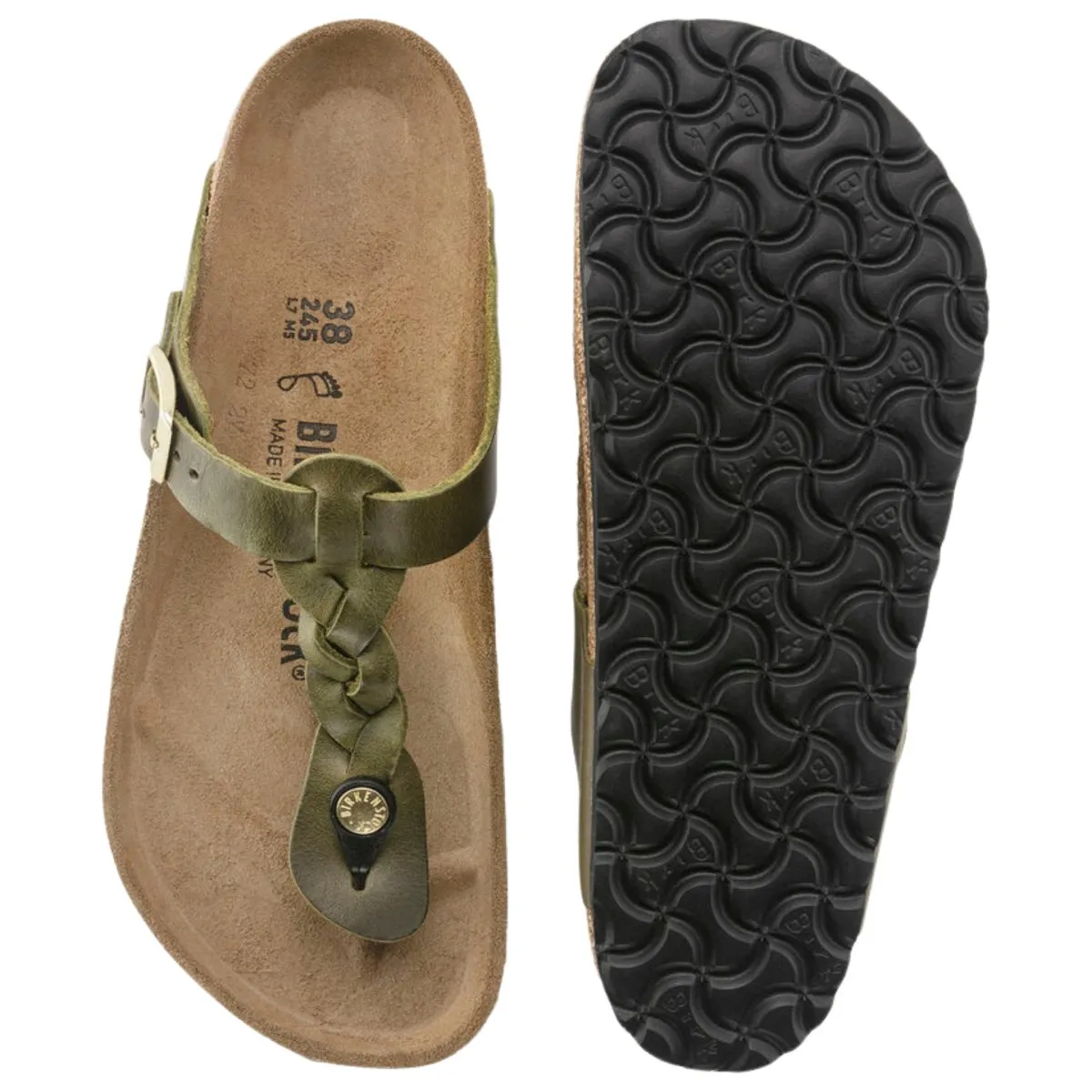 Birkenstock Women's Gizeh Braided Olive Green Oiled Leather