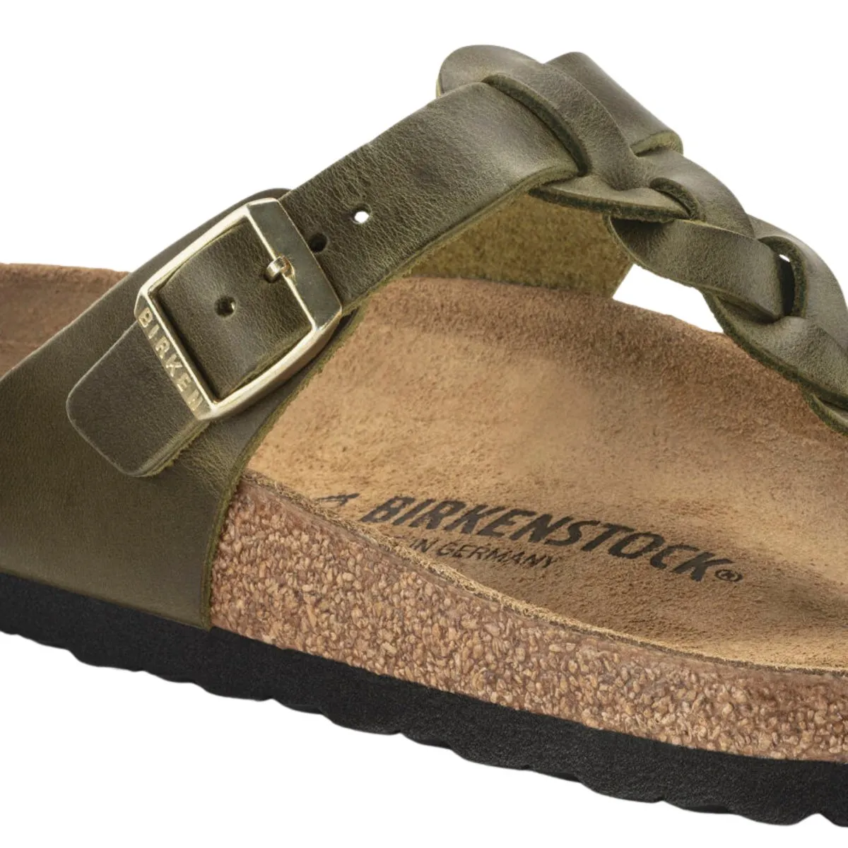 Birkenstock Women's Gizeh Braided Olive Green Oiled Leather