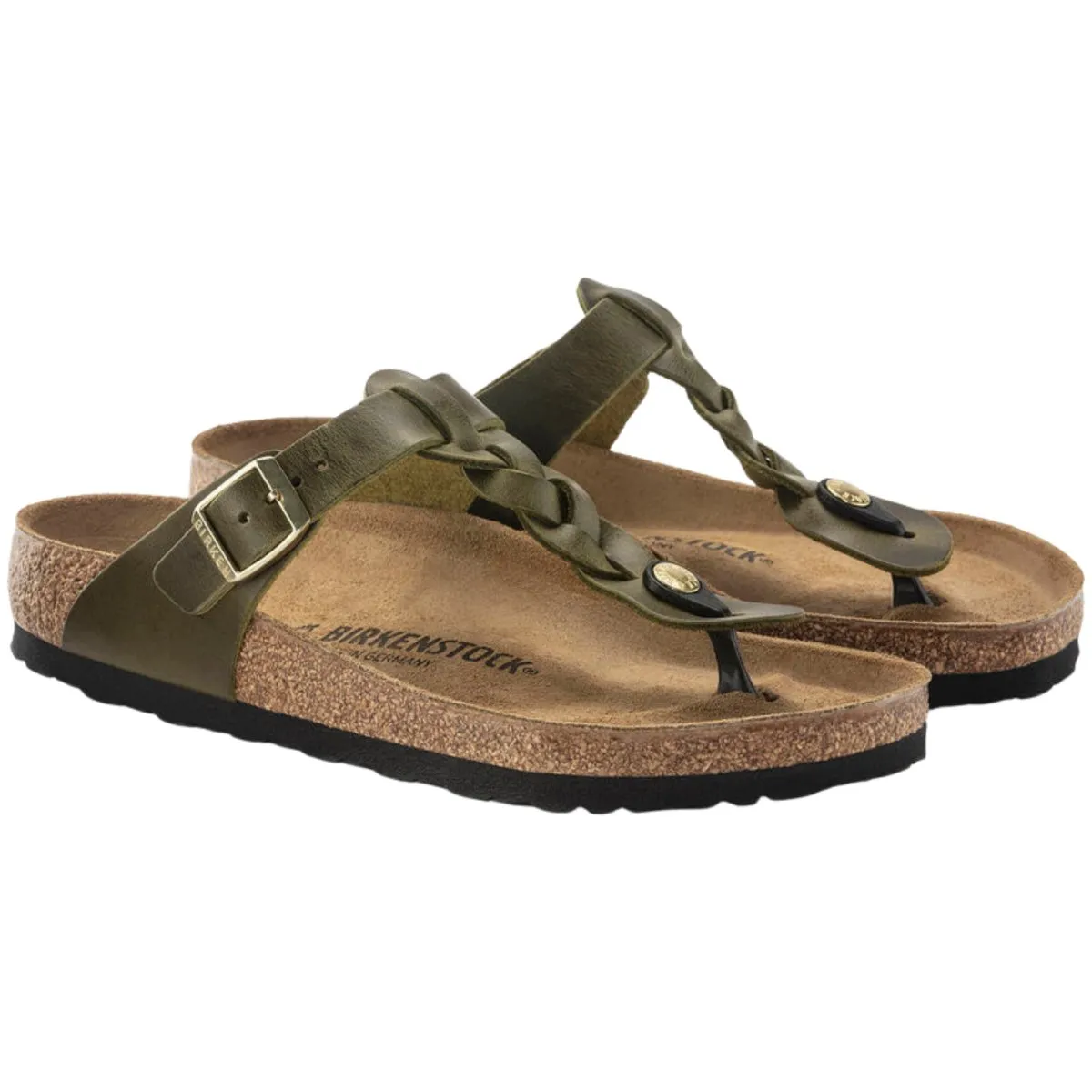 Birkenstock Women's Gizeh Braided Olive Green Oiled Leather