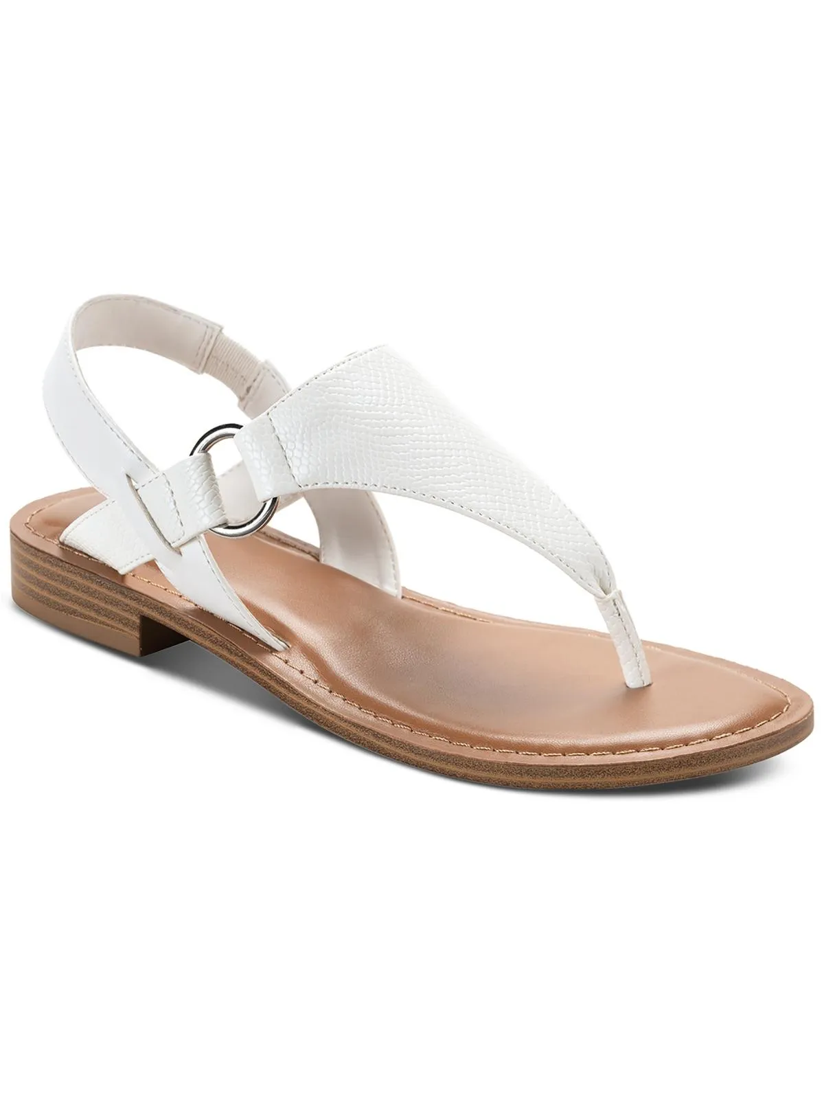 Blairee Womens Faux Leather Casual Thong Sandals