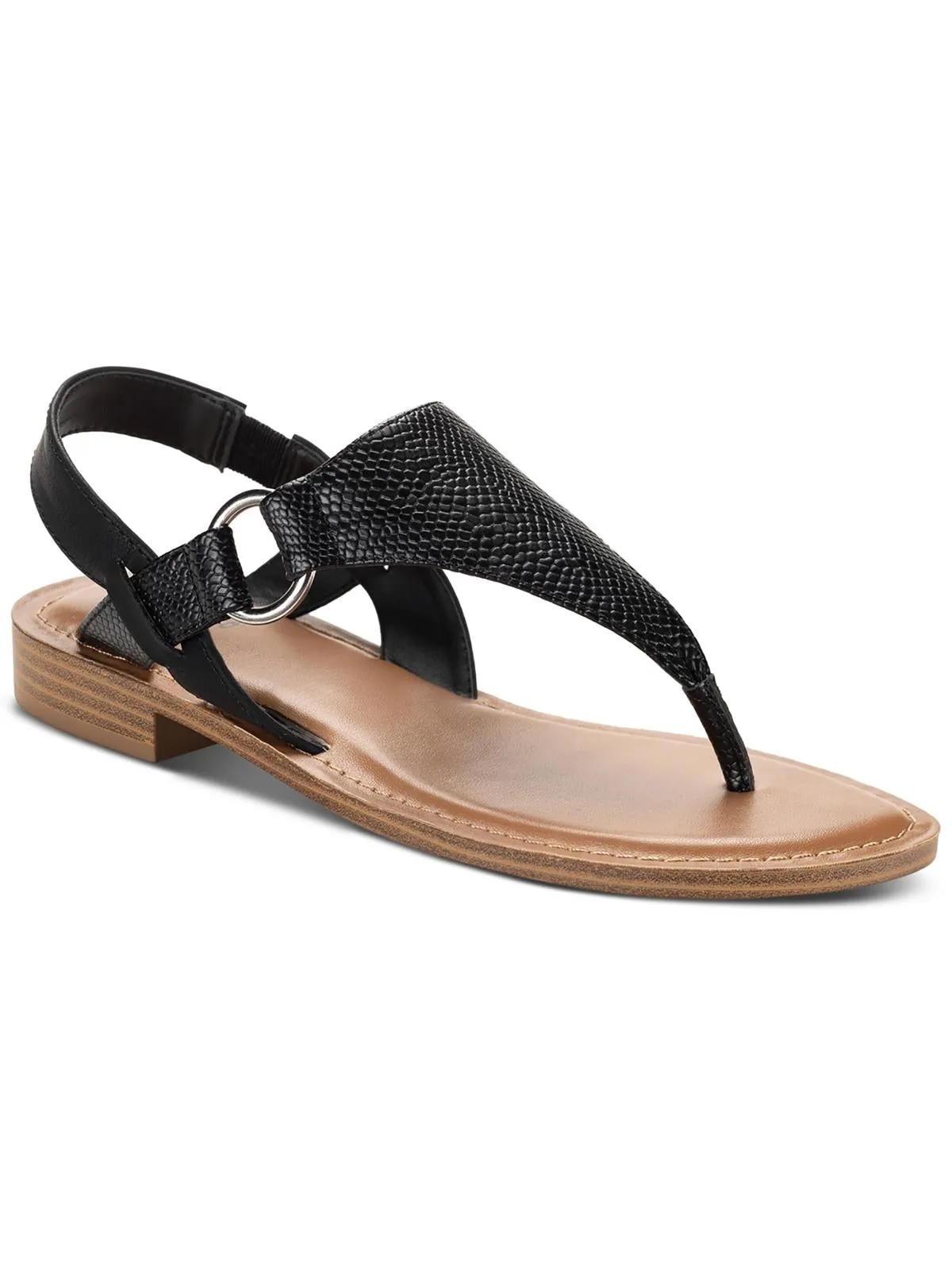 Blairee Womens Faux Leather Casual Thong Sandals