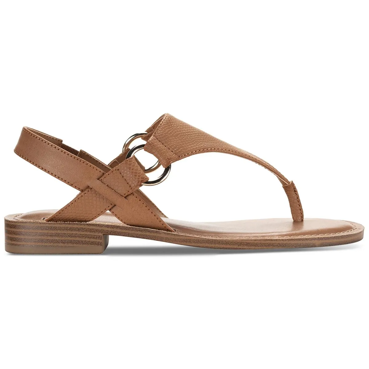 Blairee Womens Faux Leather Casual Thong Sandals