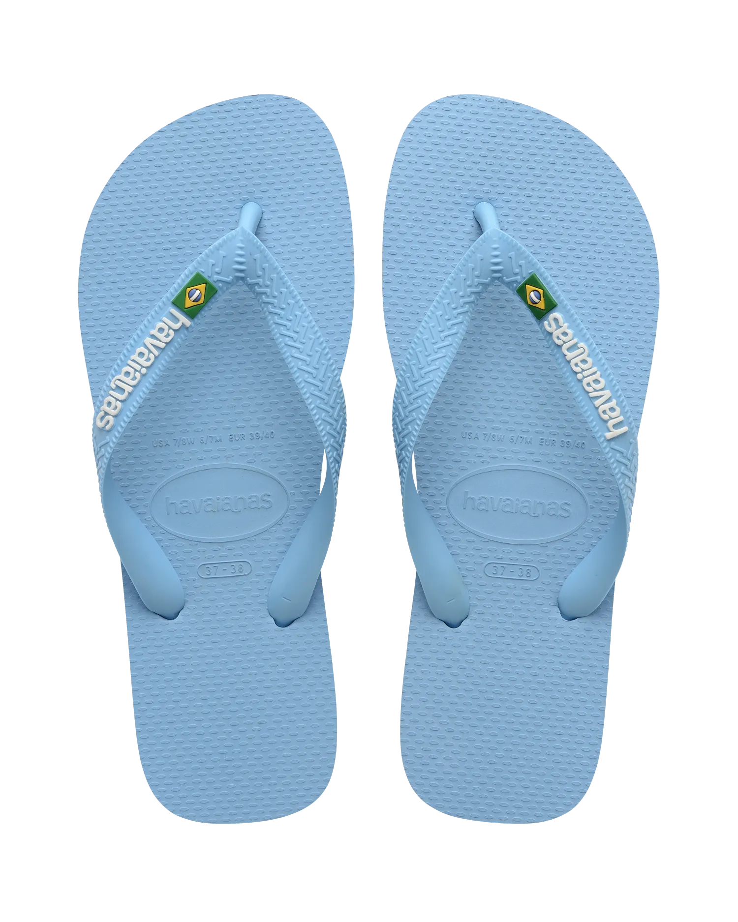 Brazil Logo Flip Flops in Blue Lavendar & White