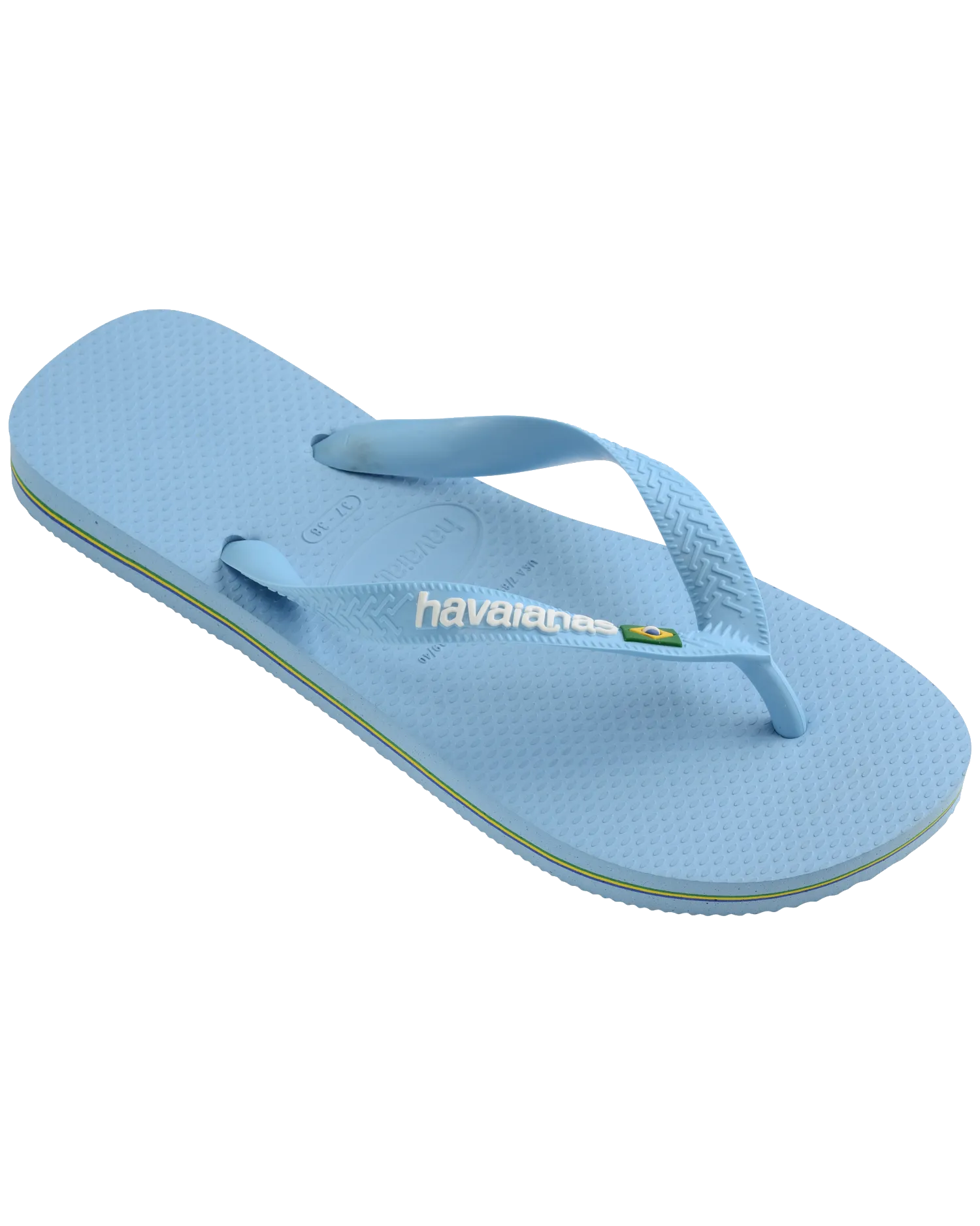 Brazil Logo Flip Flops in Blue Lavendar & White