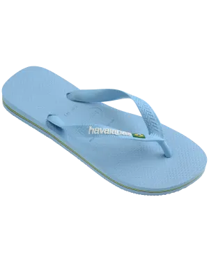 Brazil Logo Flip Flops in Blue Lavendar & White
