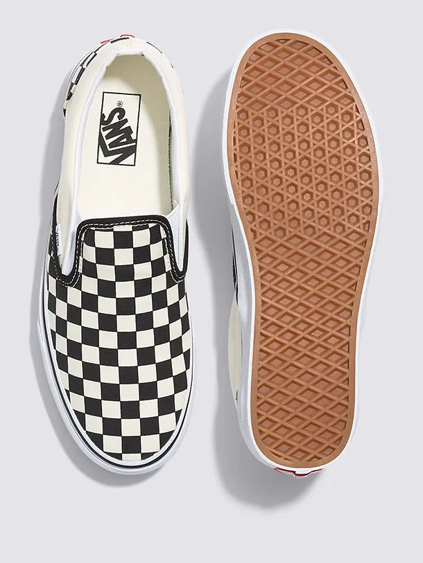 Classic Slip-On Checkerboard Shoes - Black/Off White