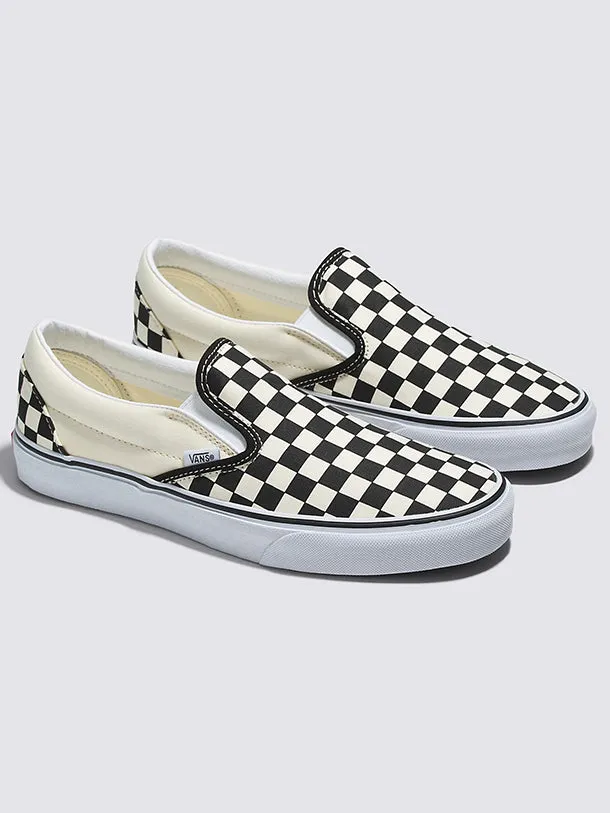 Classic Slip-On Checkerboard Shoes - Black/Off White