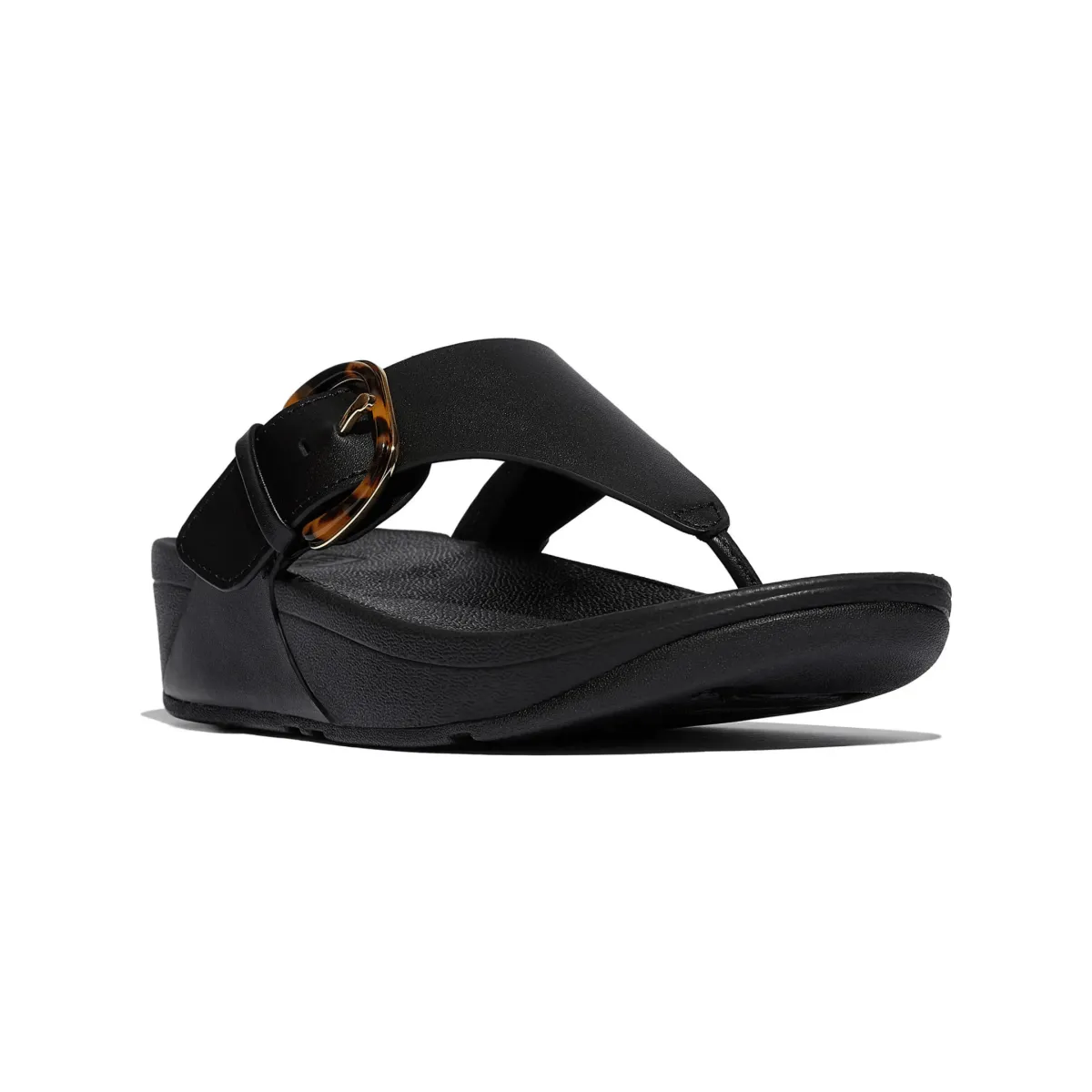 FitFlop Women's Lulu Toe-Post Buckle Black/Tortoise