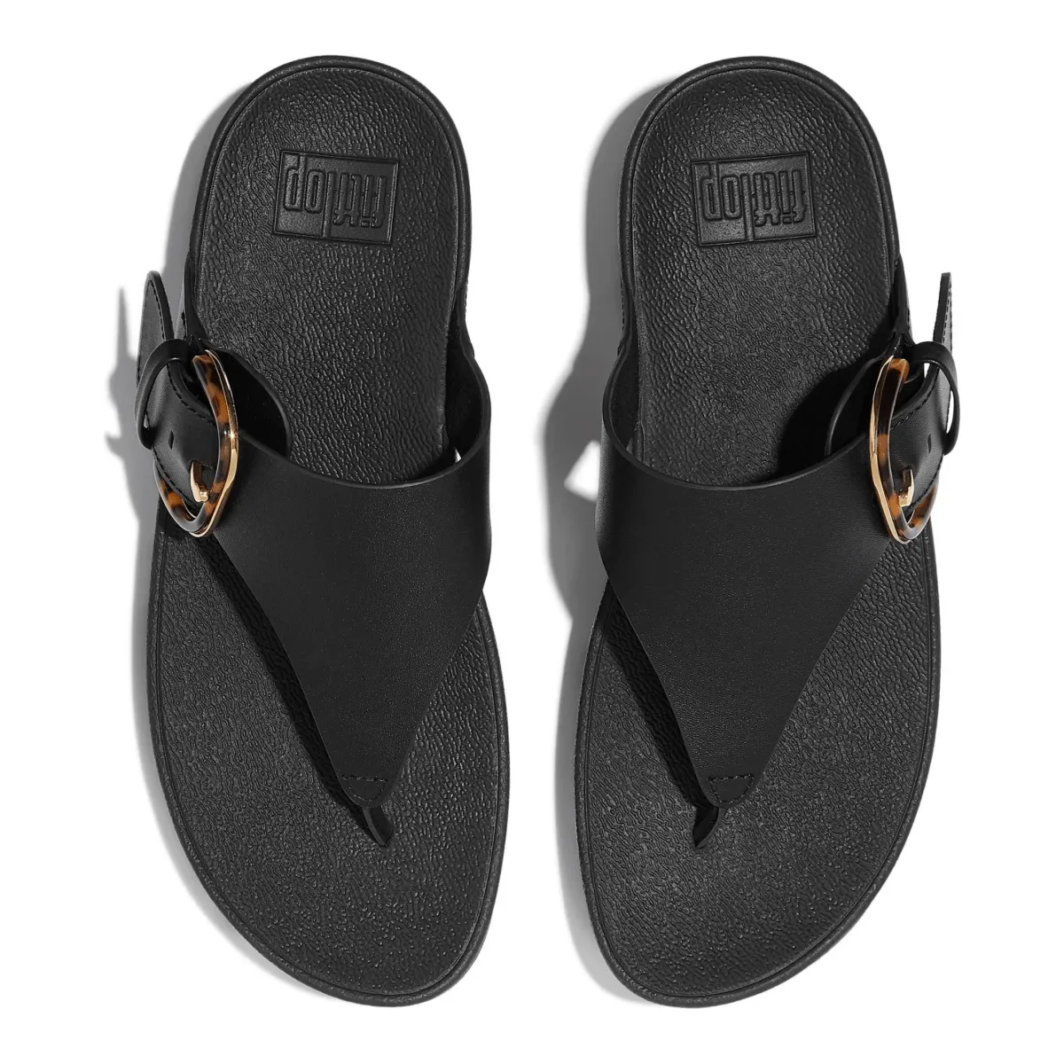 FitFlop Women's Lulu Toe-Post Buckle Black/Tortoise