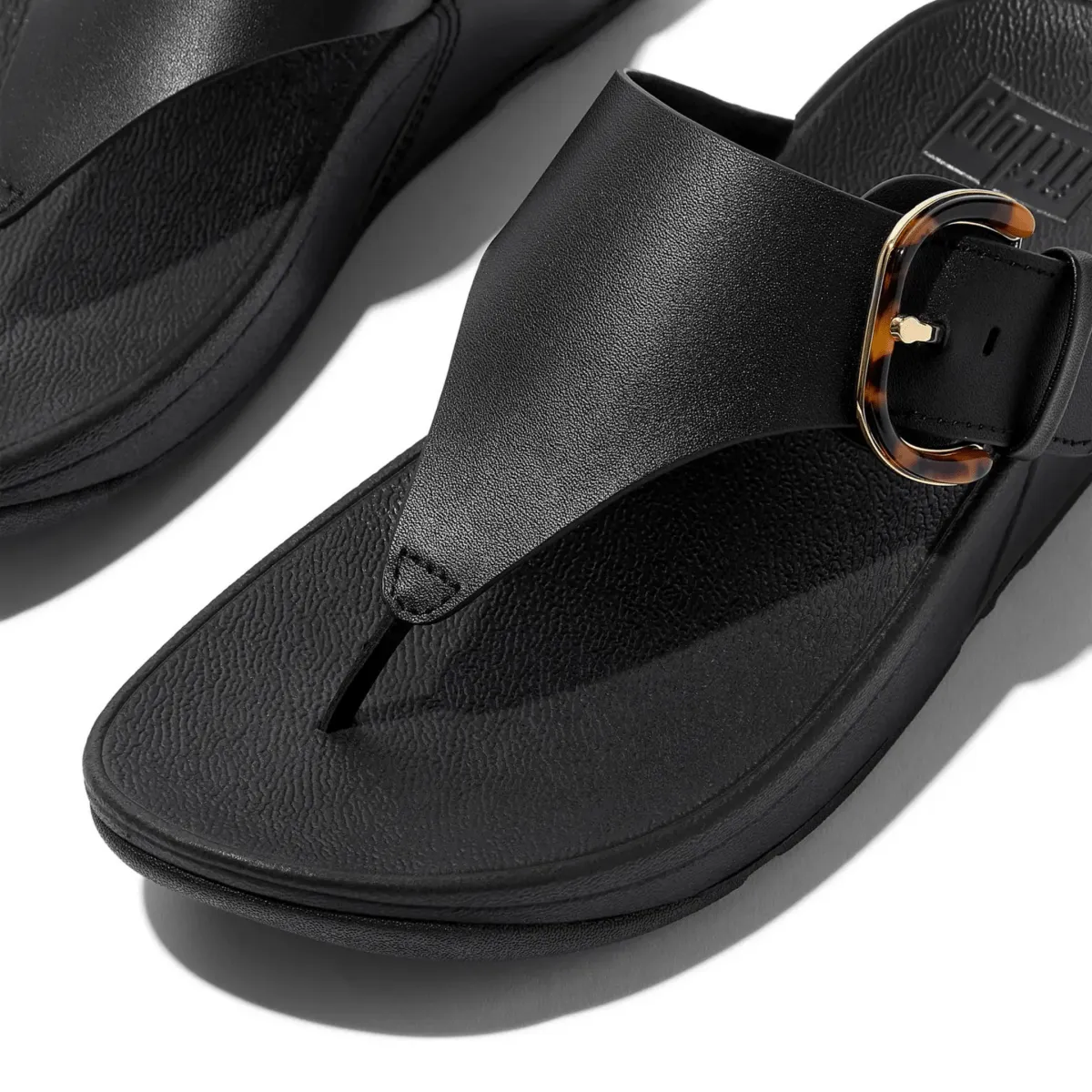 FitFlop Women's Lulu Toe-Post Buckle Black/Tortoise