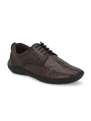 HITZ105 Men's Brown Leather Casual Lace-Up Shoes