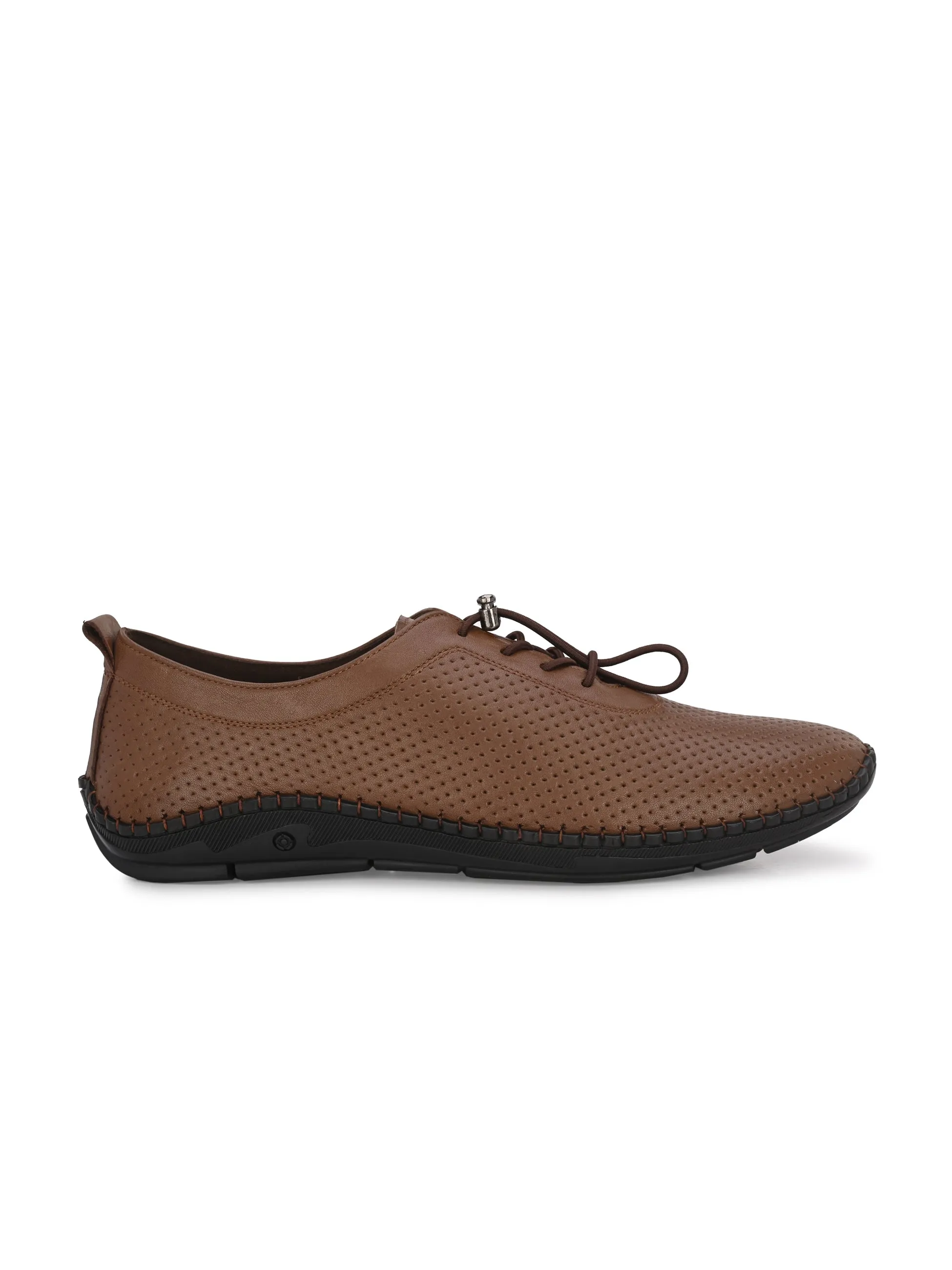 HITZ106 Men's Tan Leather Casual Lace-Up Shoes