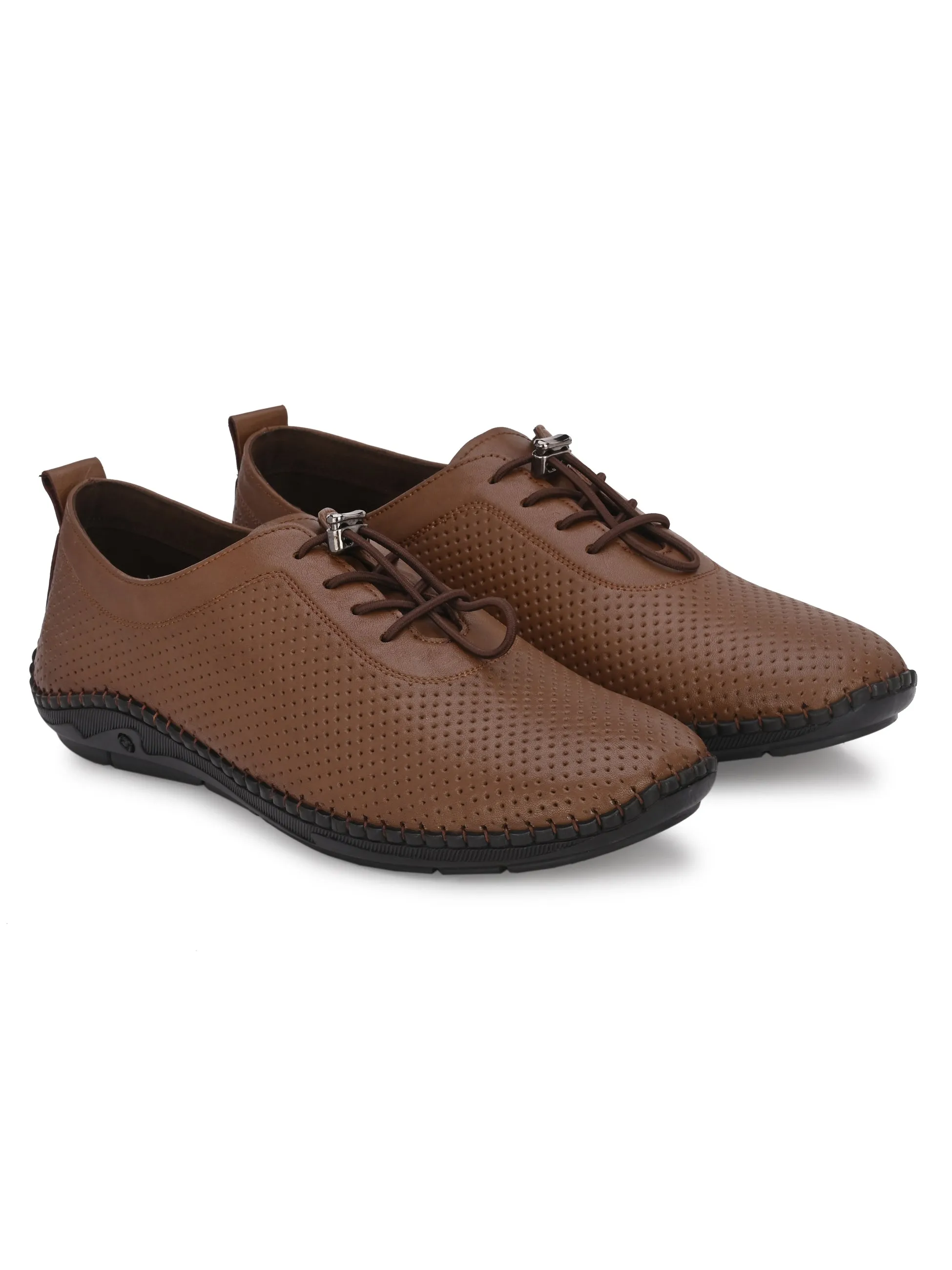 HITZ106 Men's Tan Leather Casual Lace-Up Shoes