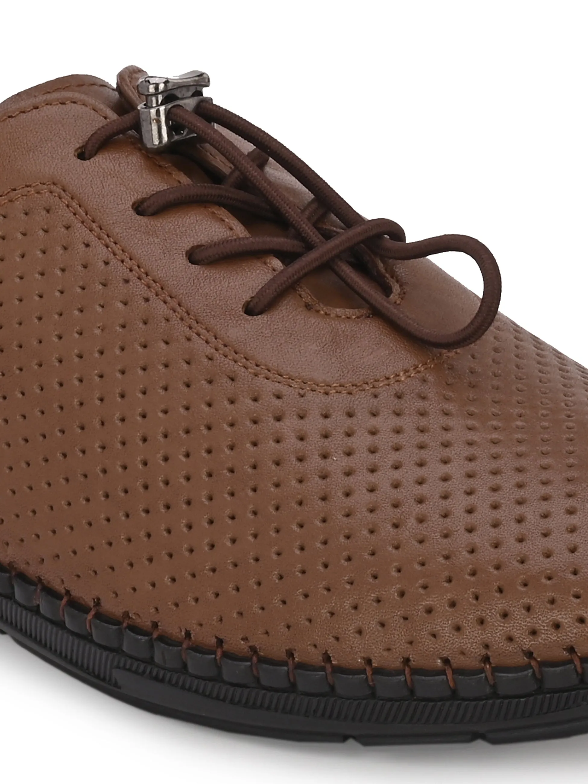 HITZ106 Men's Tan Leather Casual Lace-Up Shoes