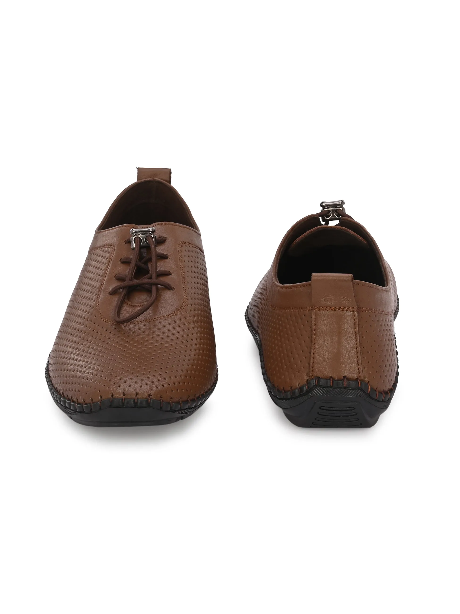 HITZ106 Men's Tan Leather Casual Lace-Up Shoes