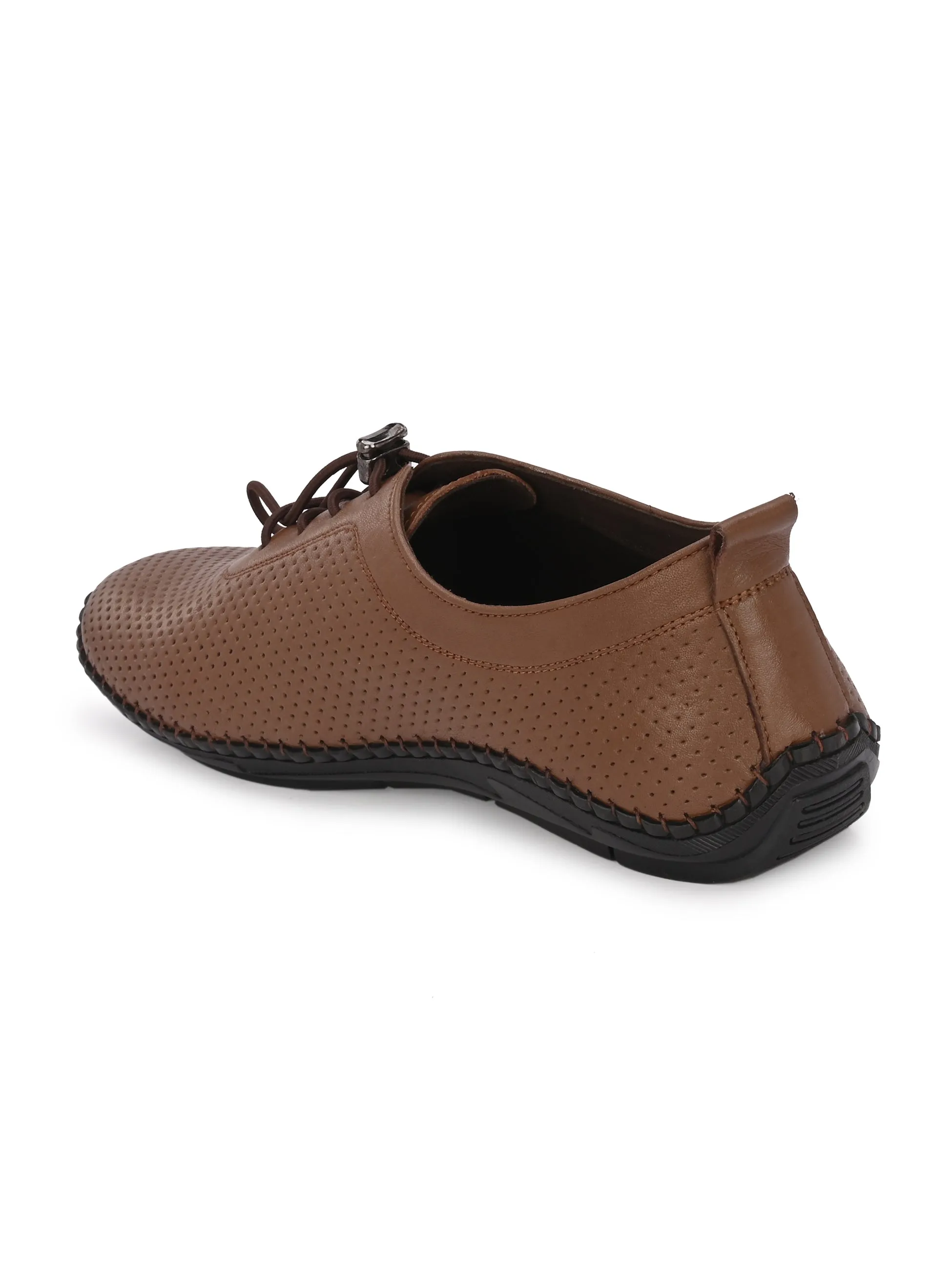 HITZ106 Men's Tan Leather Casual Lace-Up Shoes