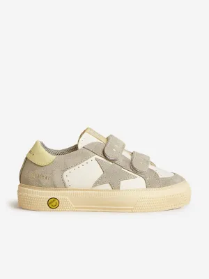Kids Leather and Suede May School Trainers in White