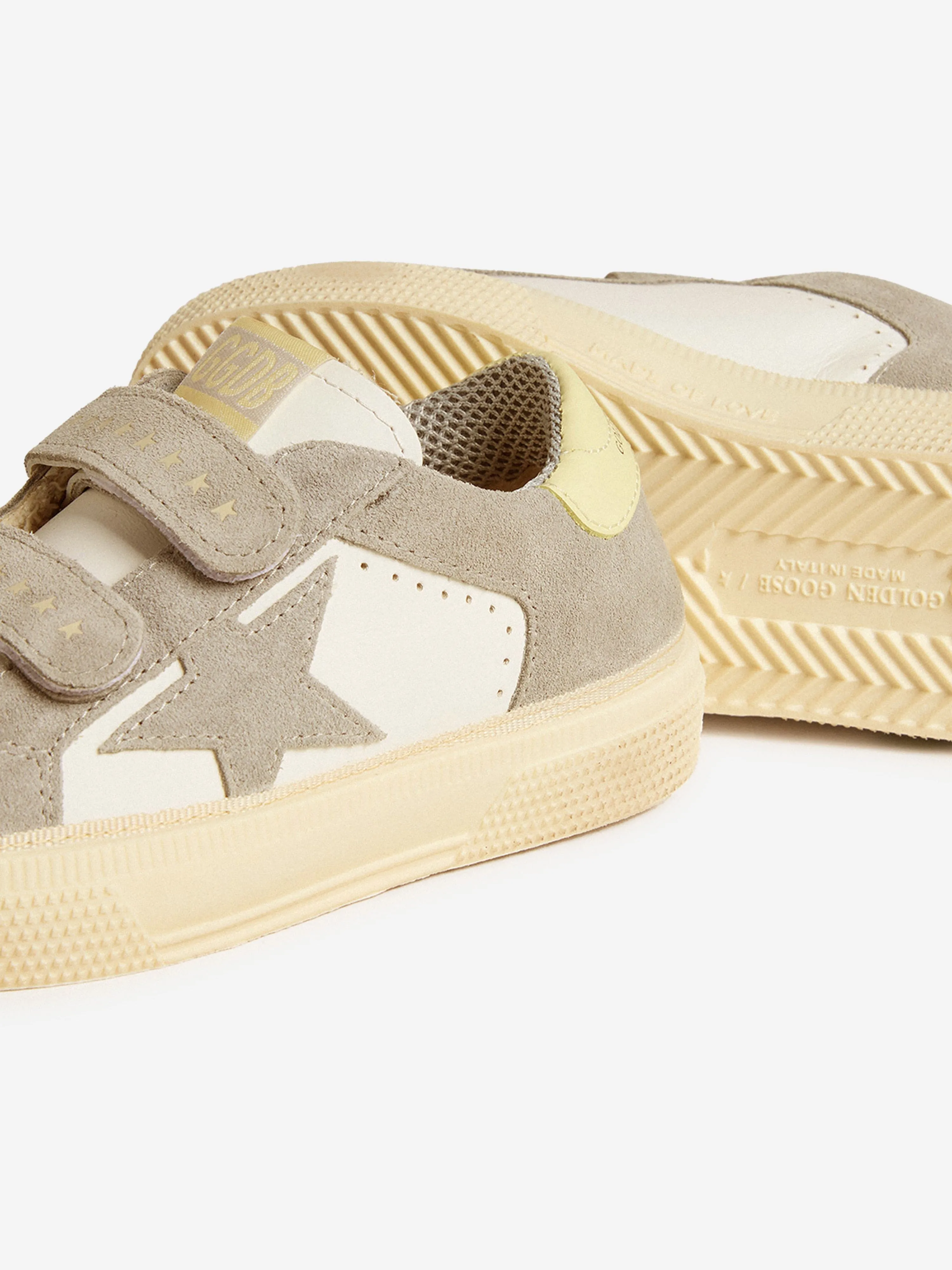 Kids Leather and Suede May School Trainers in White