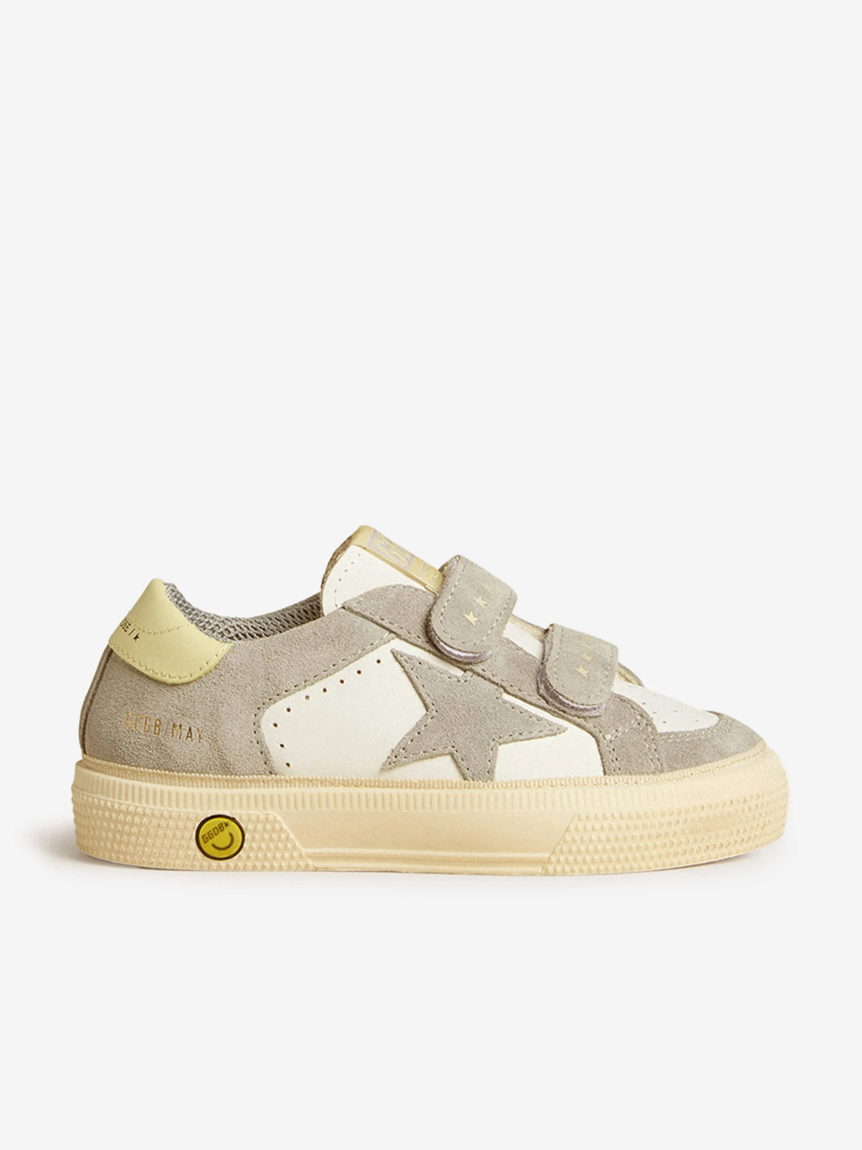 Kids Leather and Suede May School Trainers in White