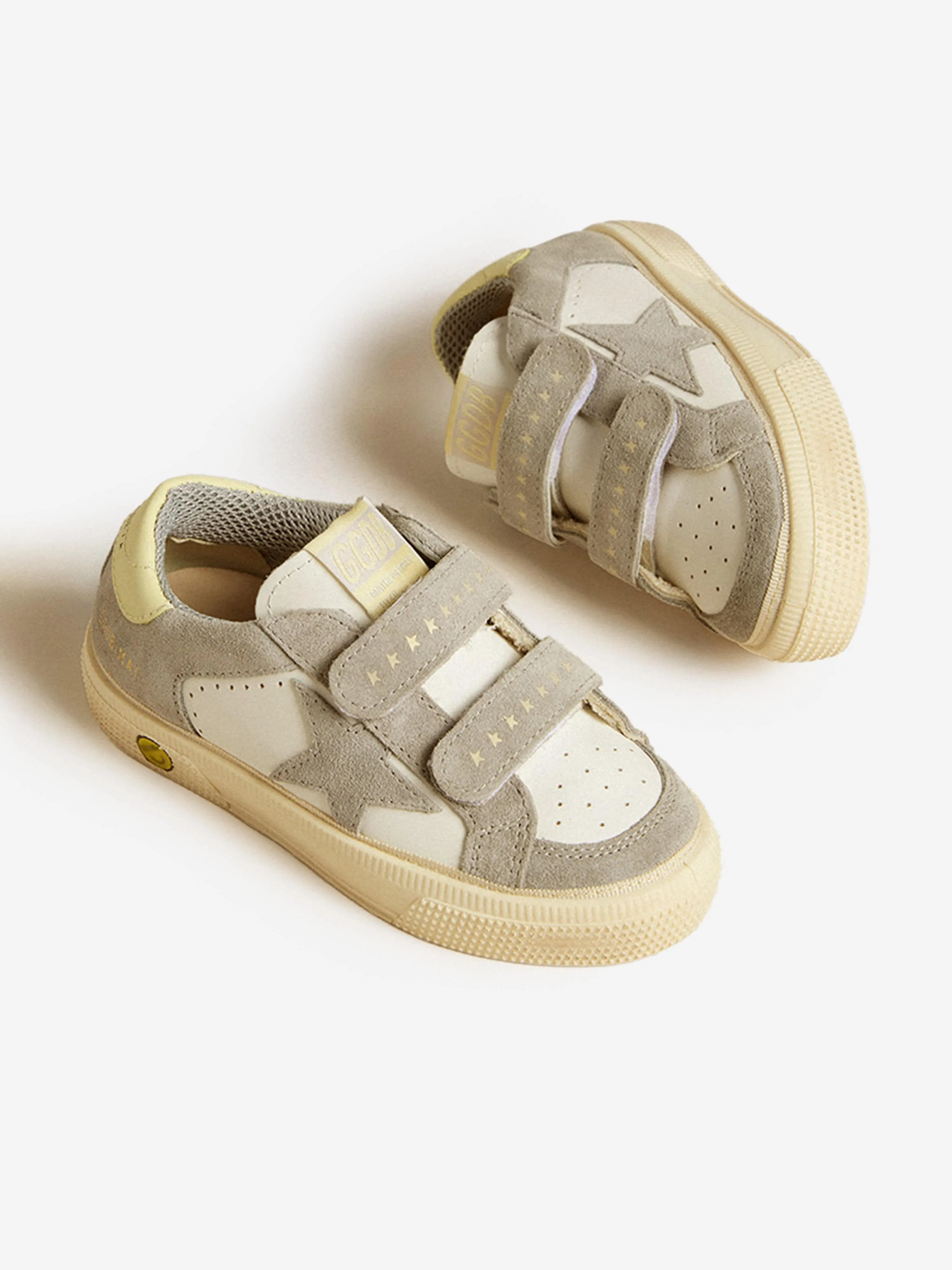 Kids Leather and Suede May School Trainers in White