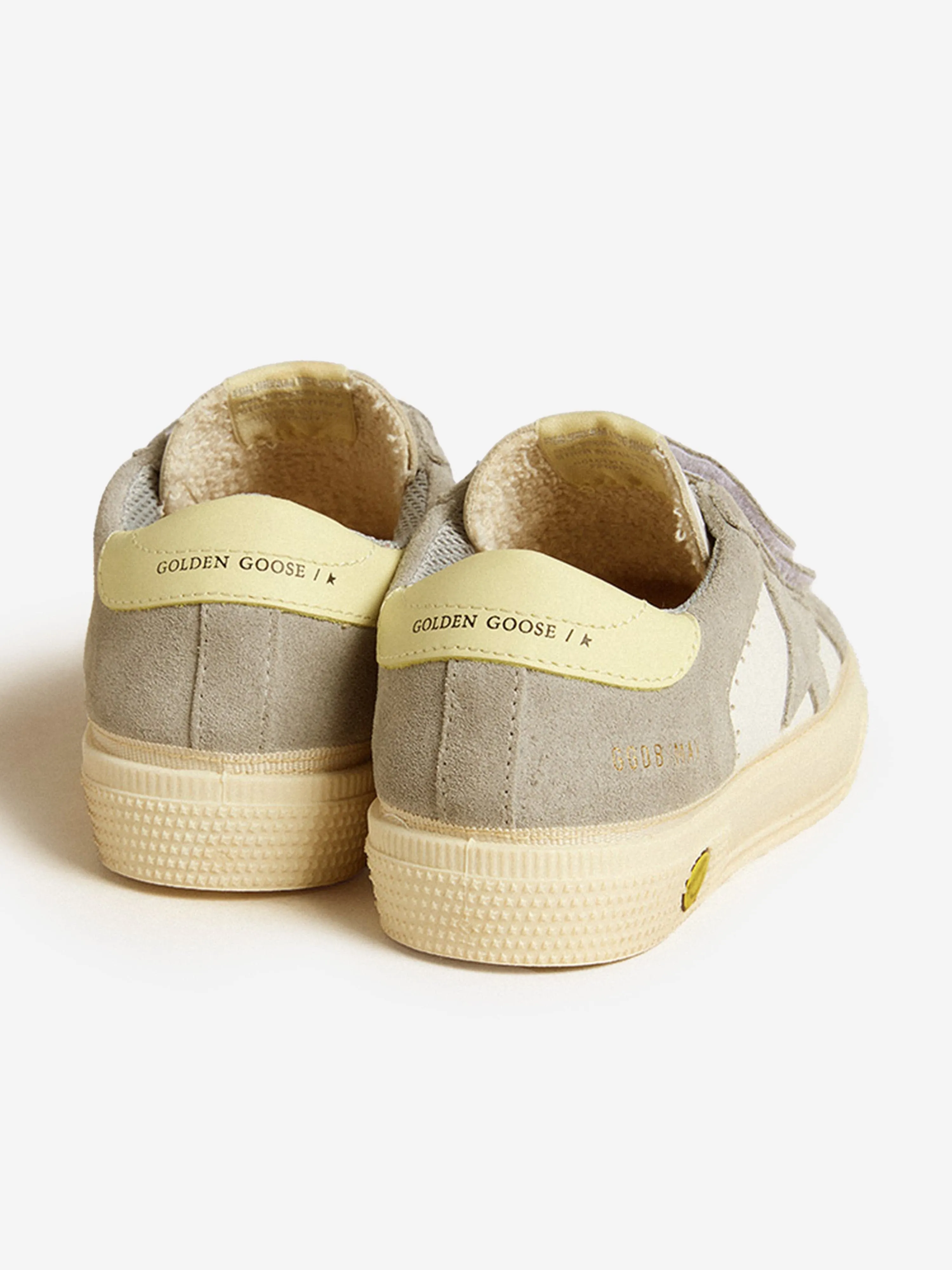 Kids Leather and Suede May School Trainers in White