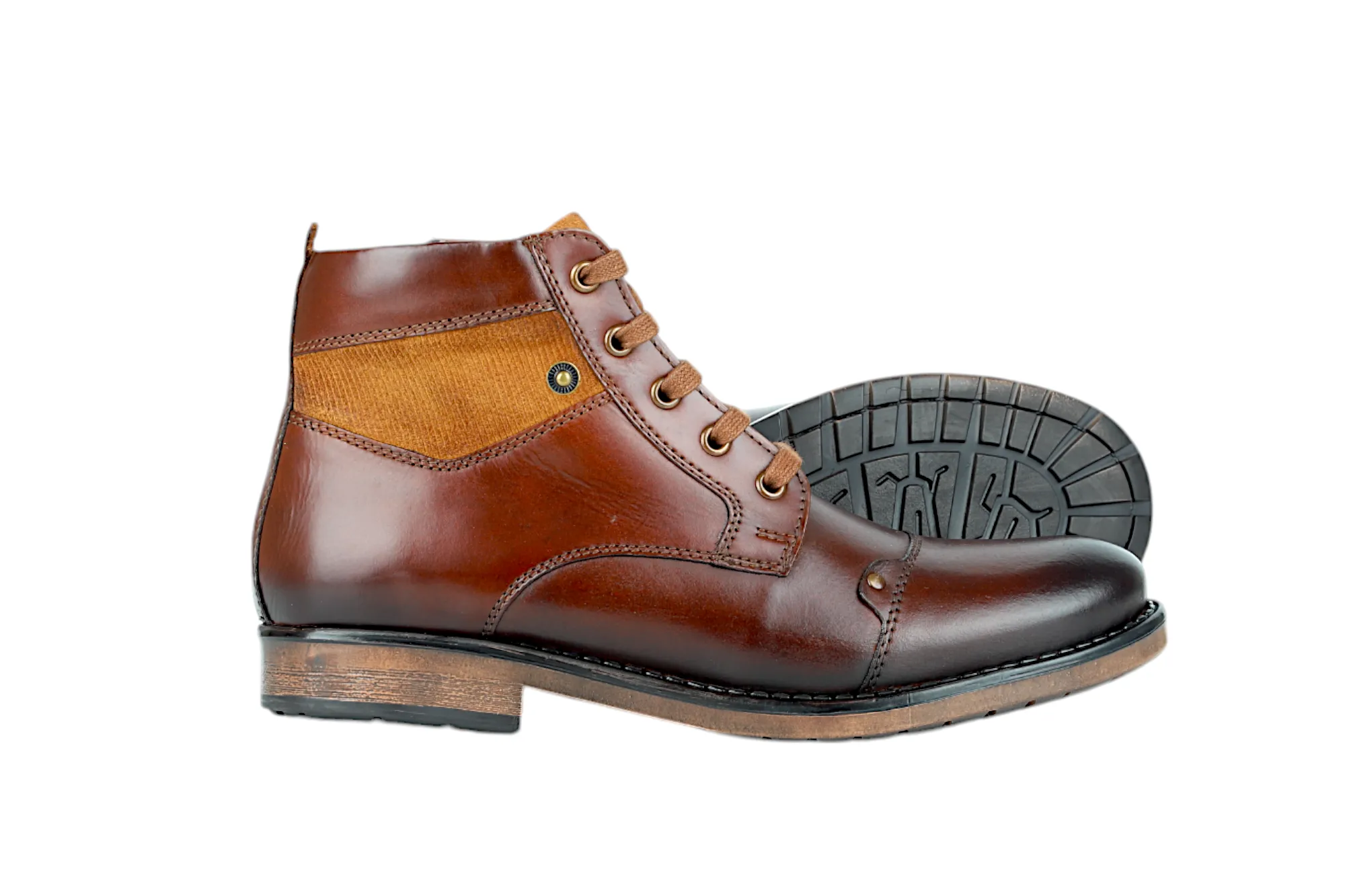 Mens Premium Leather Casual Boot Shoe 91535