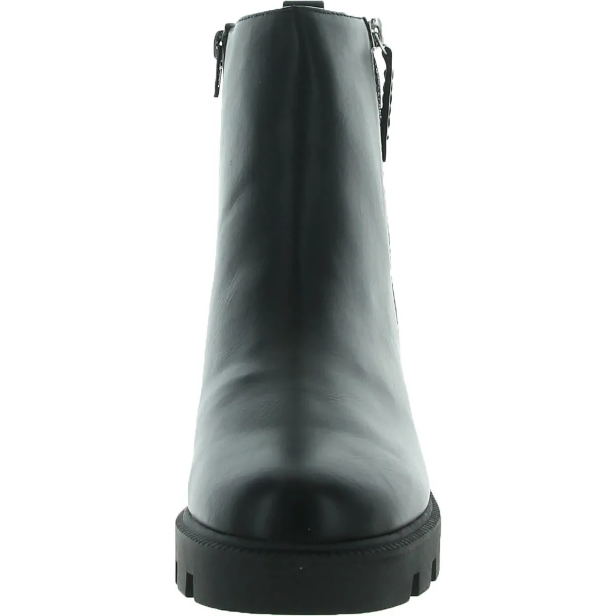 Nicola Womens Faux Leather Lug Sole Motorcycle Boots