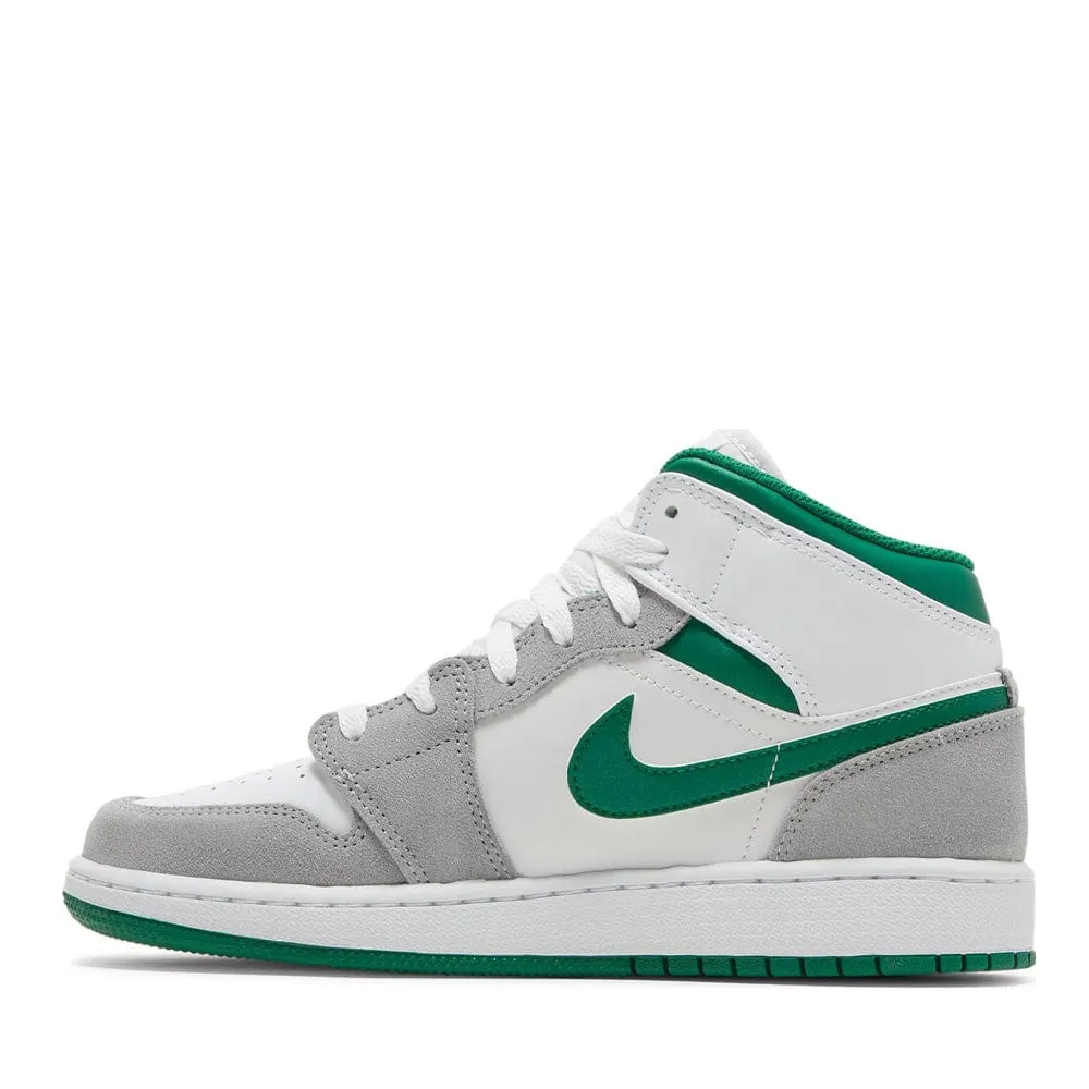 NIKE AIR JORDAN1 MID SE PINE GREEN GREY GS (NEW) NEW