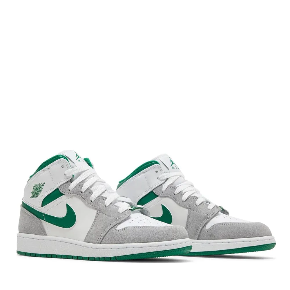 NIKE AIR JORDAN1 MID SE PINE GREEN GREY GS (NEW) NEW