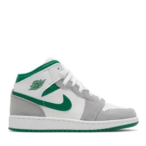 NIKE AIR JORDAN1 MID SE PINE GREEN GREY GS (NEW) NEW