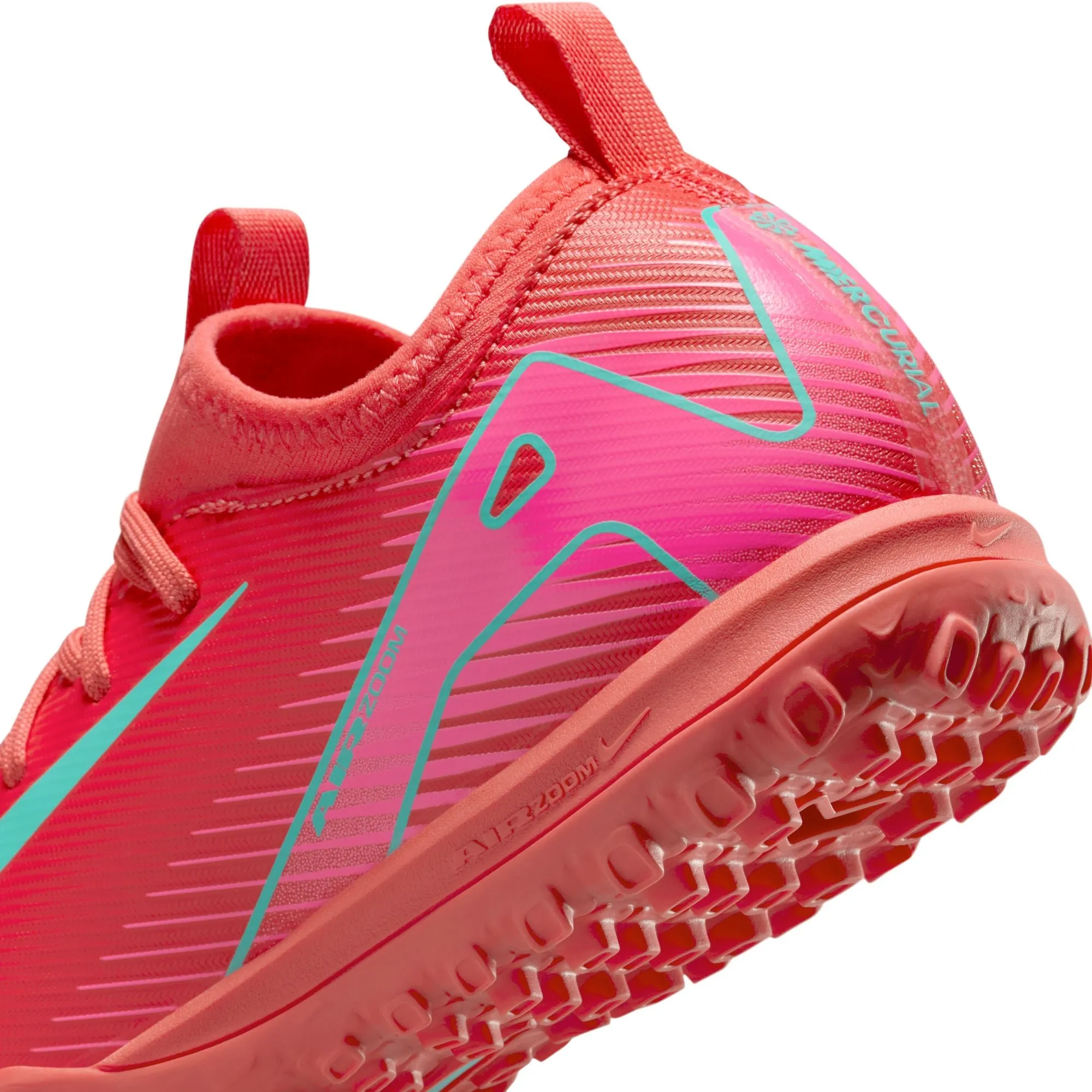 Nike Junior Vapor 16 Academy TF Turf Soccer Cleats - Ember Glow/Aurora Green