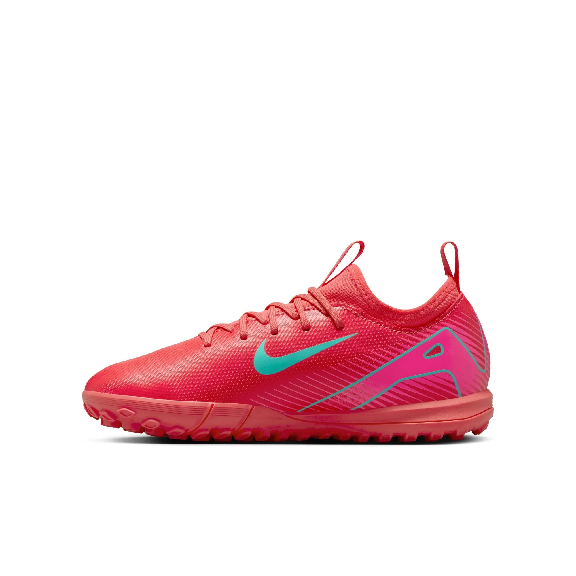 Nike Junior Vapor 16 Academy TF Turf Soccer Cleats - Ember Glow/Aurora Green