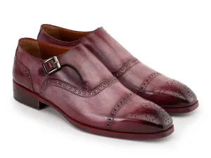 Paul Parkman Shoes Paul Parkman Men's Cap Toe Monkstrap Shoes in Burgundy